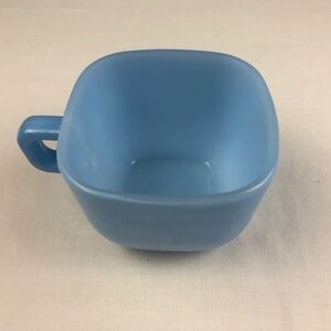 Glasbake Blue Pastel Coffee Mug Square Cup Milk Glass Vintage U.S.A. J-2265